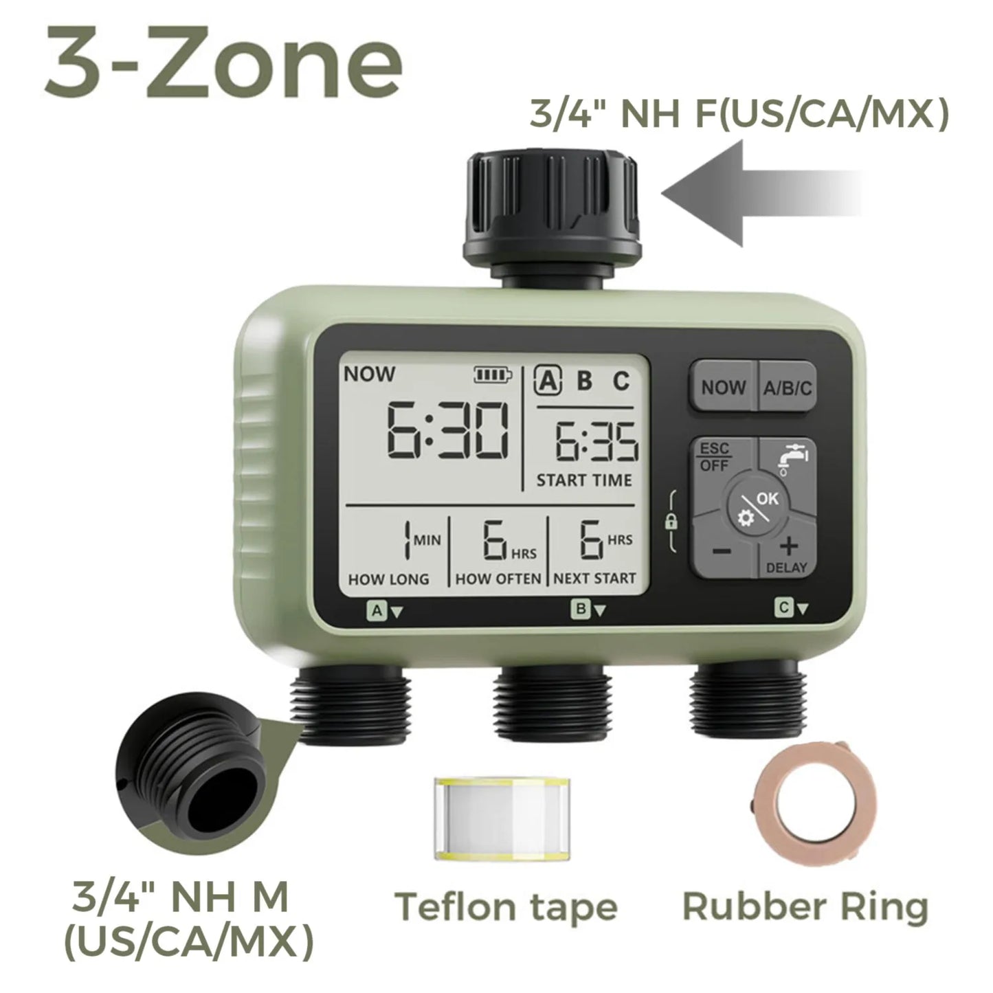 Garden Water Timer – 3-Outlet (6 types available)