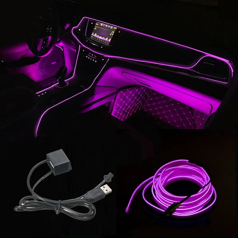 5M USB LED Neon Car Interior Light (7 colours available)