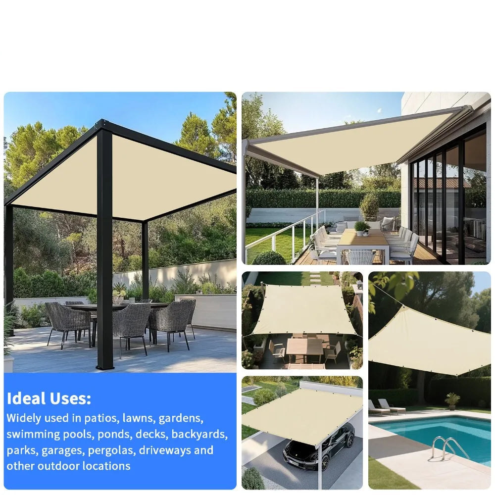 Waterproof Sunshade Sail – Square & Rectangle (4 colours available)