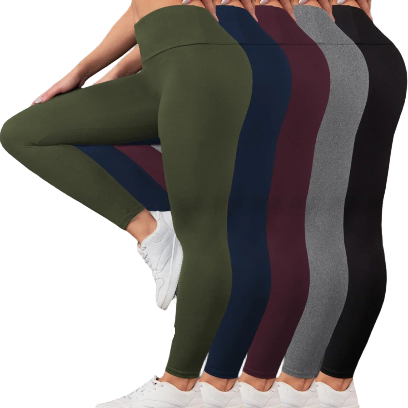 5-Pack of Women's High-Waisted Workout Leggings (various sizes and colours available)