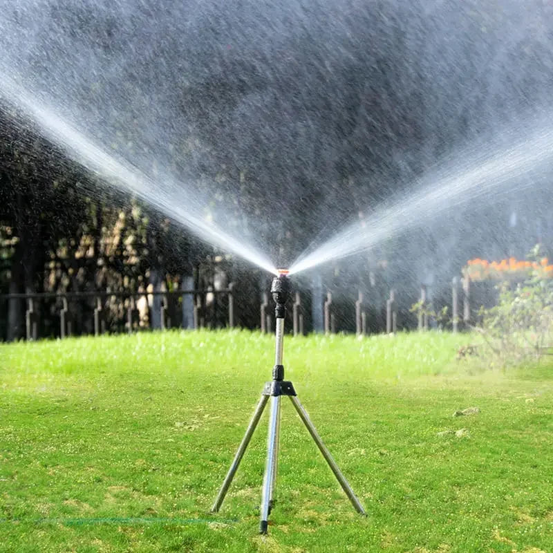 360° Rotating Garden Sprinkler with Tripod Irrigation Stand