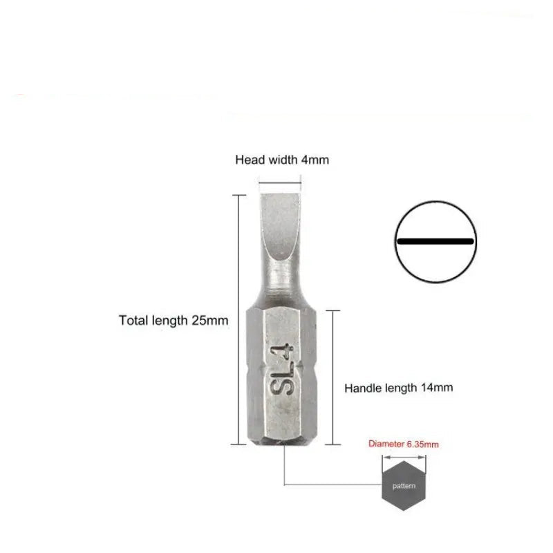 S2 Steel Slotted Screwdriver Bits Set – 1/4" Shank (6 different types available)
