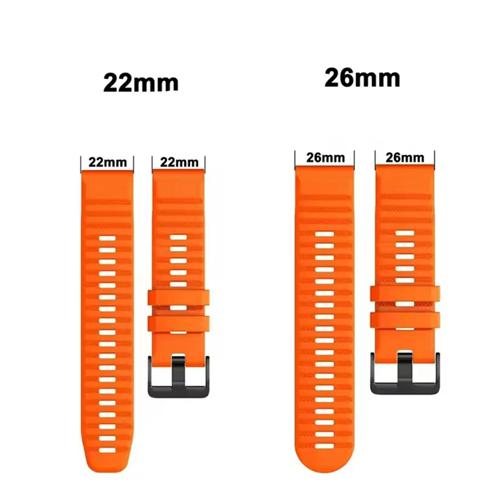 Quickfit Silicone Strap for the Garmin Watch Series (available of various range of models and 46 colours)