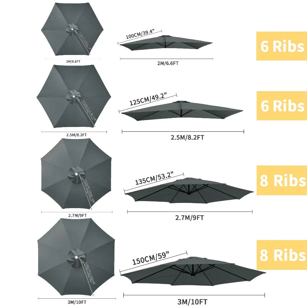Parasol Replacement Cover – 6 or 8 Ribs (6 colours available)