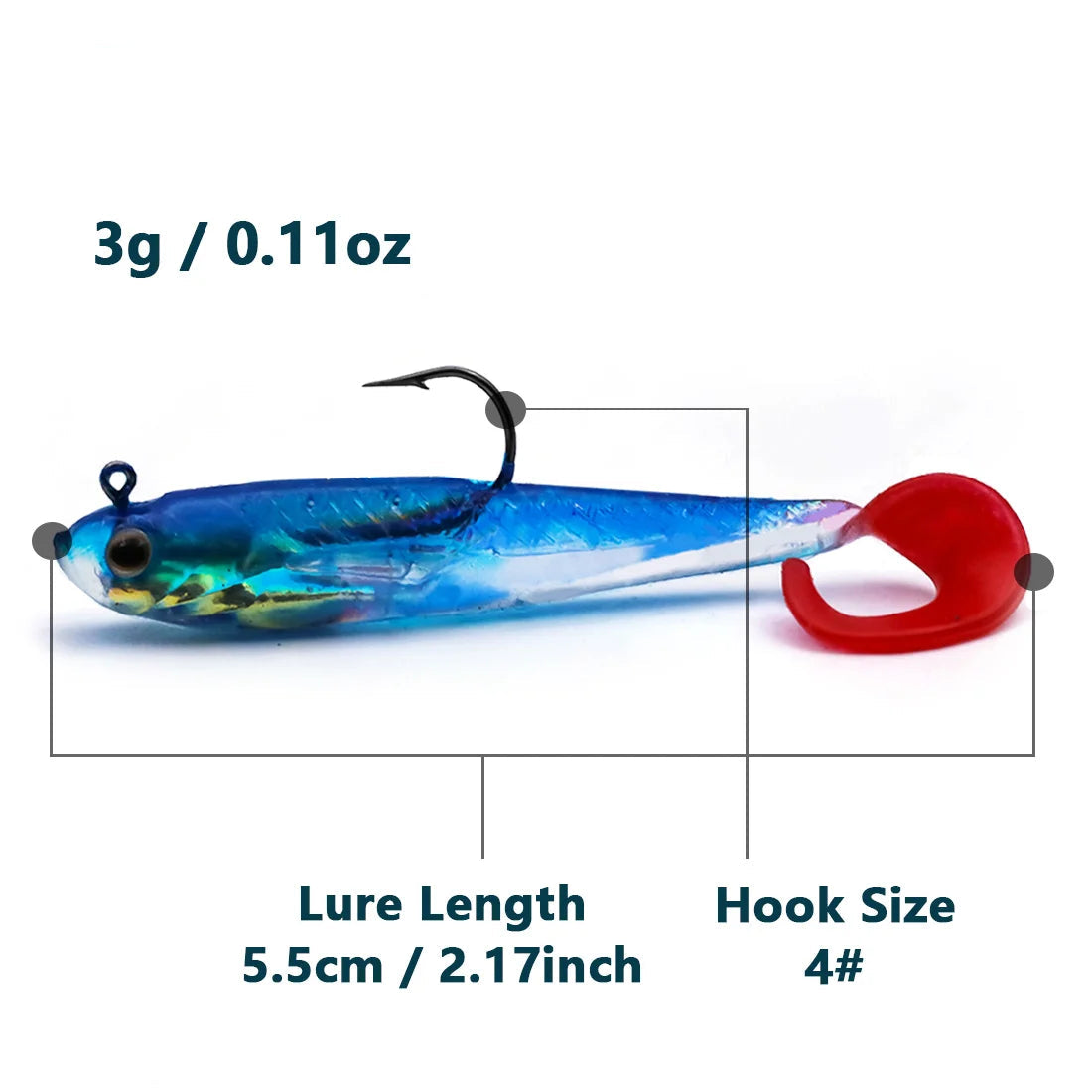 Soft Fishing Lures with Lead Head Jigs – Bass & Trout (Several quantities and colours available)