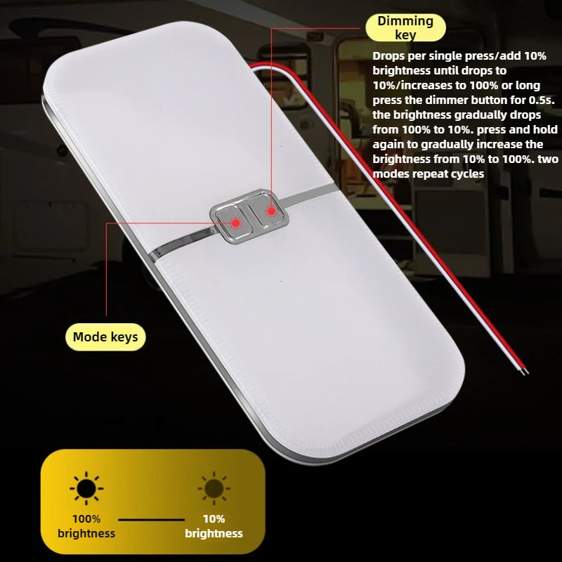 3-Color Dimmable 12V LED Interior Ceiling Light for RV's & Caravans