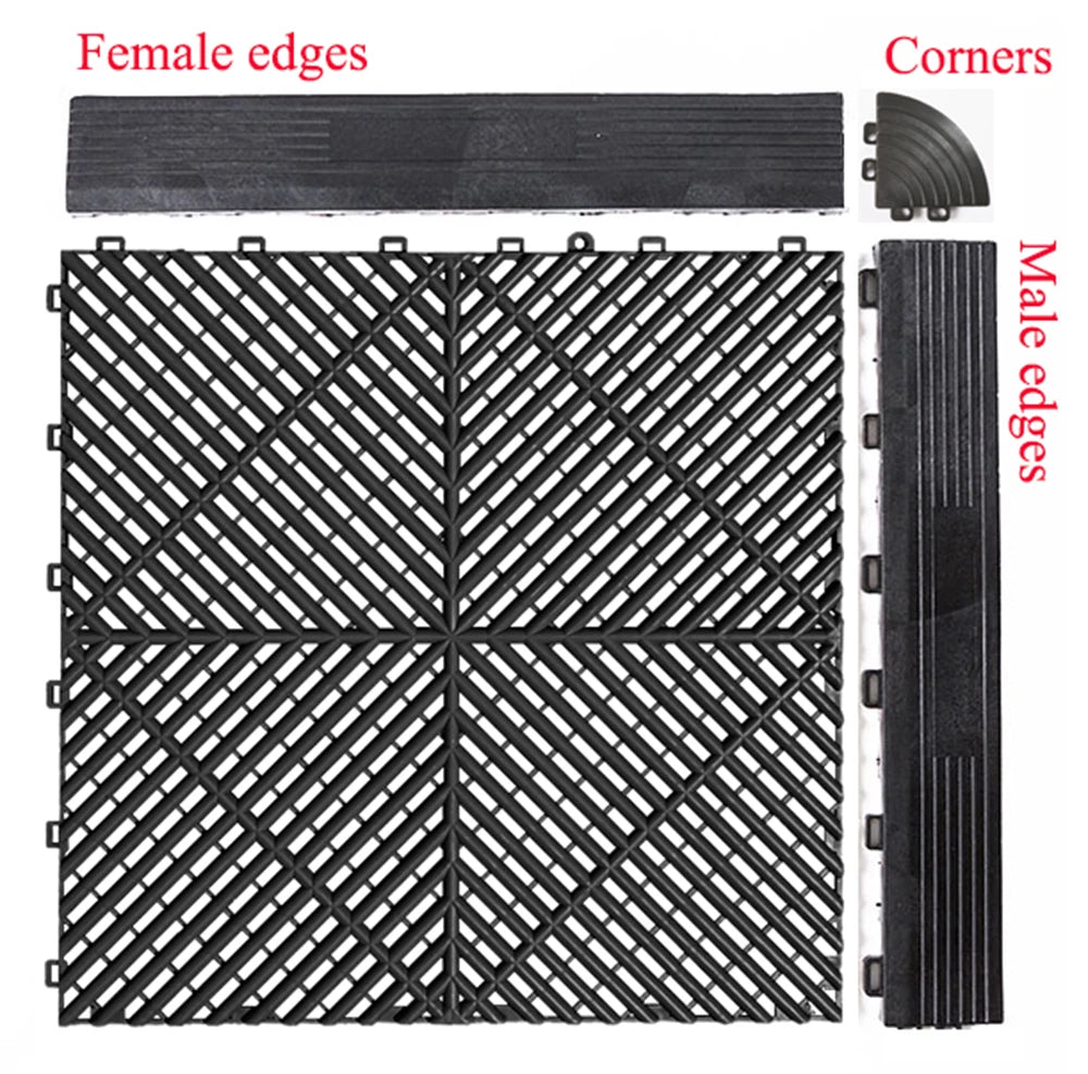 Interlocking Plastic Garage Flooring Tiles (Pack of 25 Tiles)