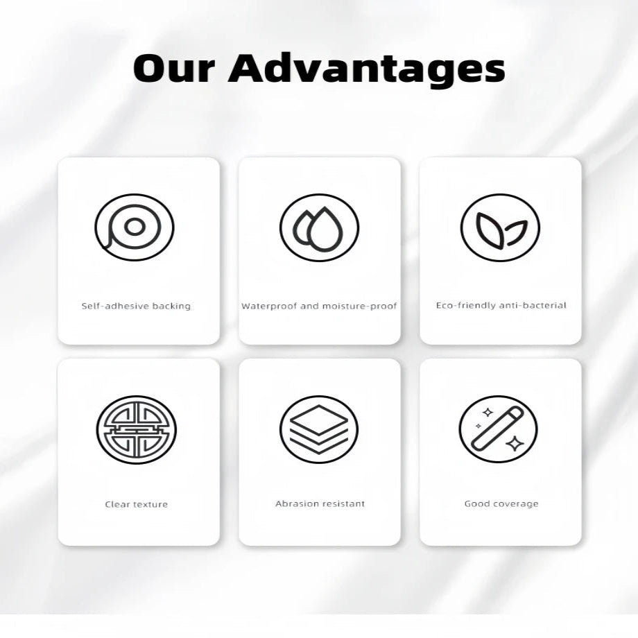 Self-Adhesive Waterproof Wallpaper  (available in 6 designs and multiple sizes)