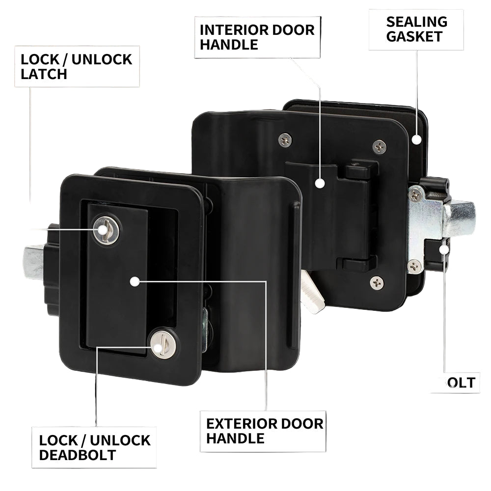 RV / Caravan Entry Door Lock with Deadbolt & Replacement Handle