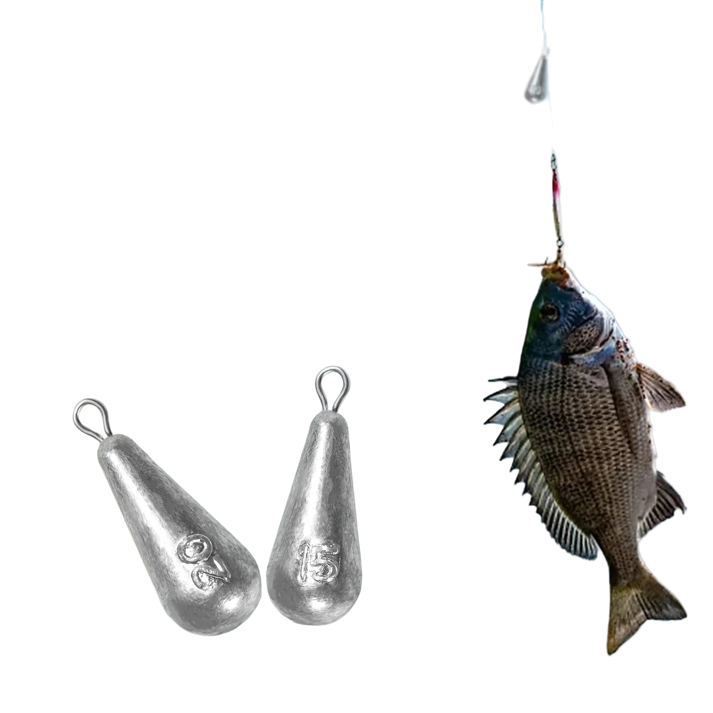 Teardrop Fishing Sinkers – Lead Weights for Bass (10 Sizes)