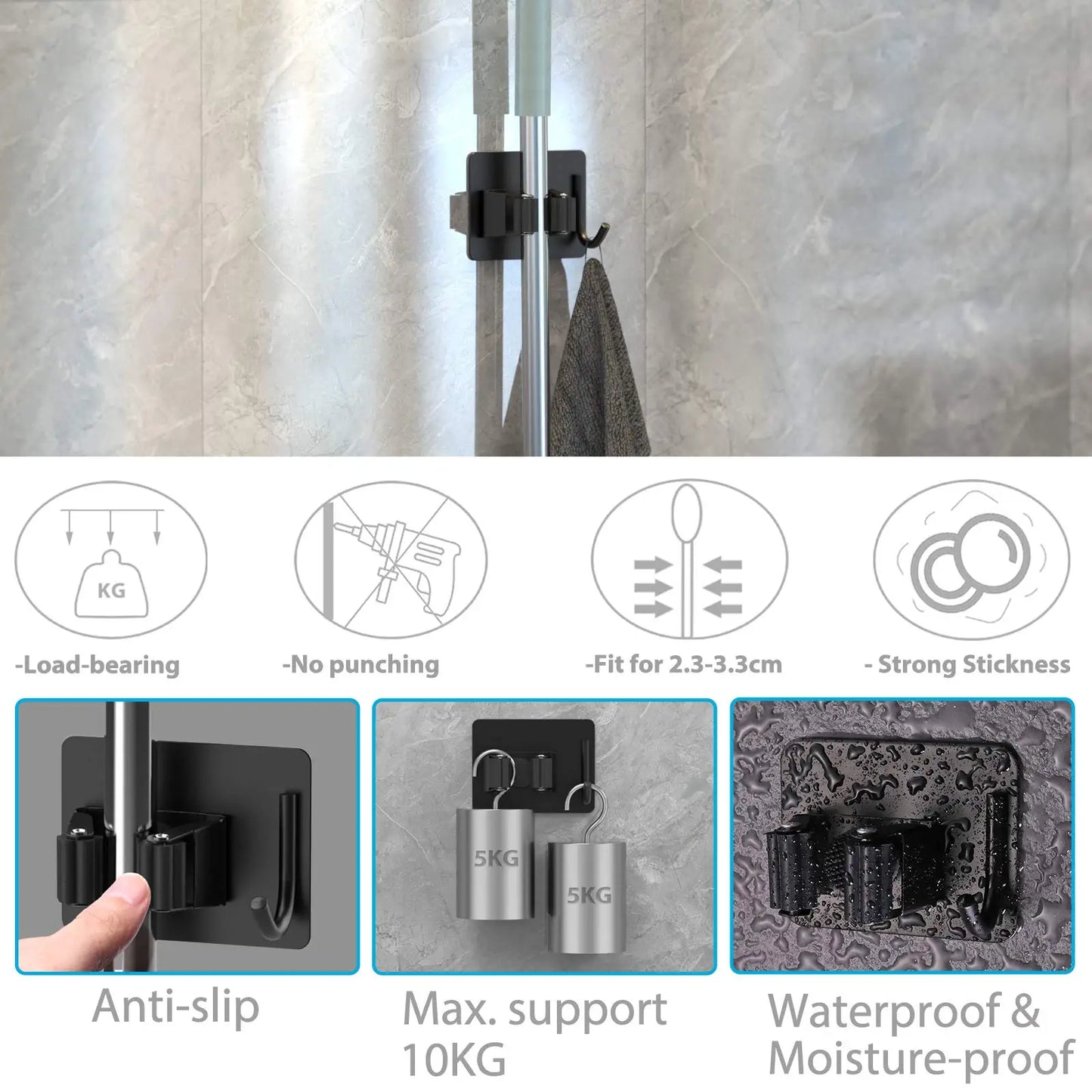 Wall-Mount Mop & Broom Holder