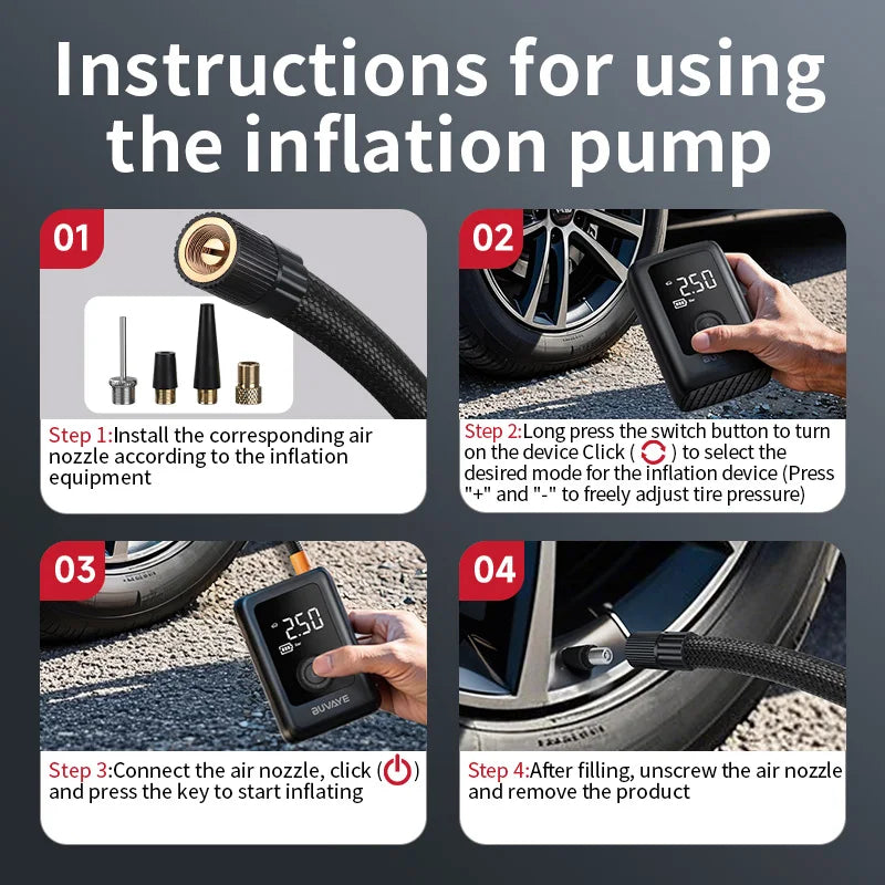 Portable Wireless Air Compressor For Tyre Inflation
