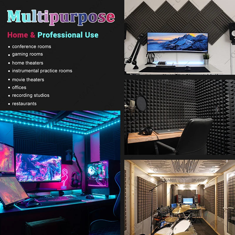 Soundproofing Foam Panels (12-Pack) (8 colours available)