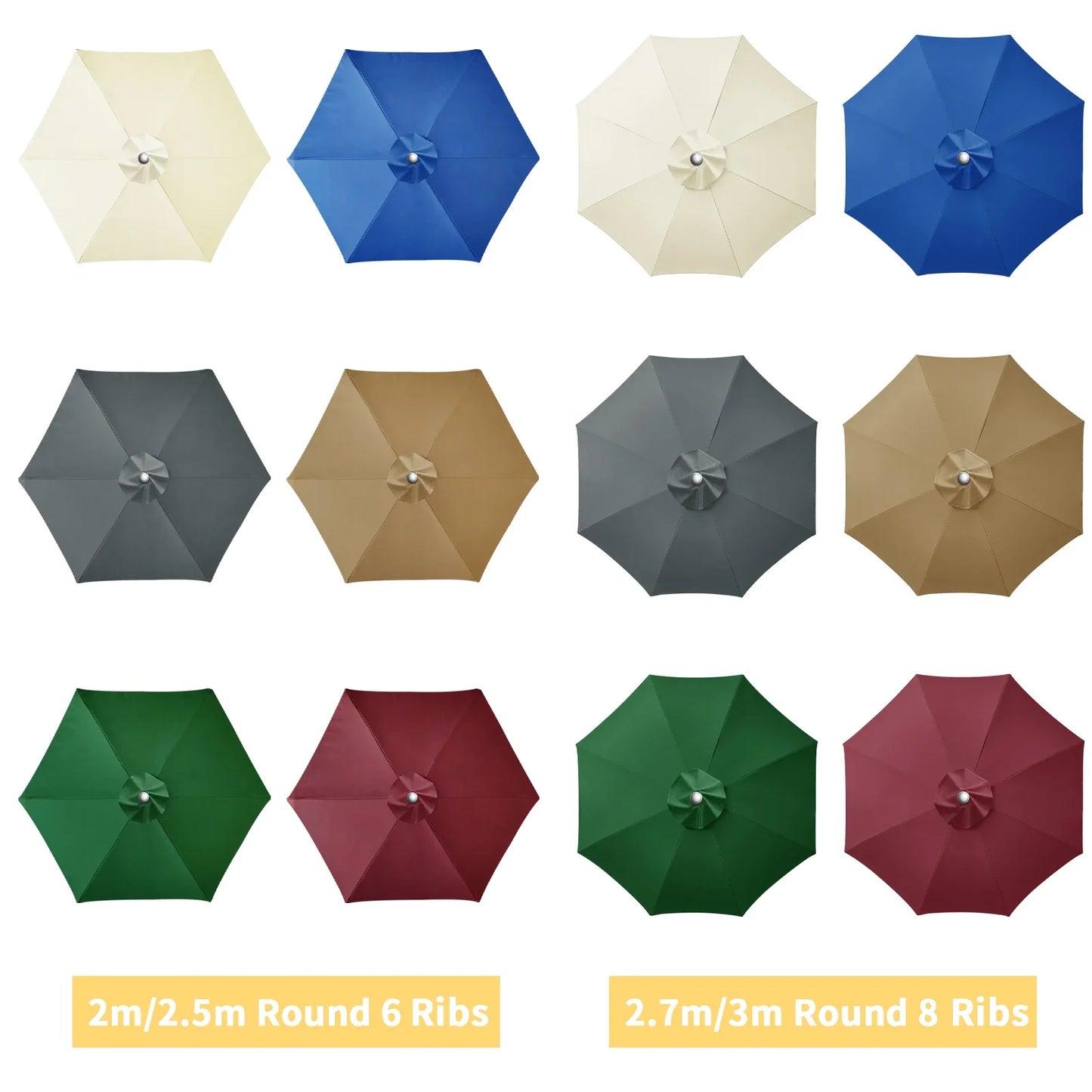 Parasol Replacement Cover – 6 or 8 Ribs (6 colours available)