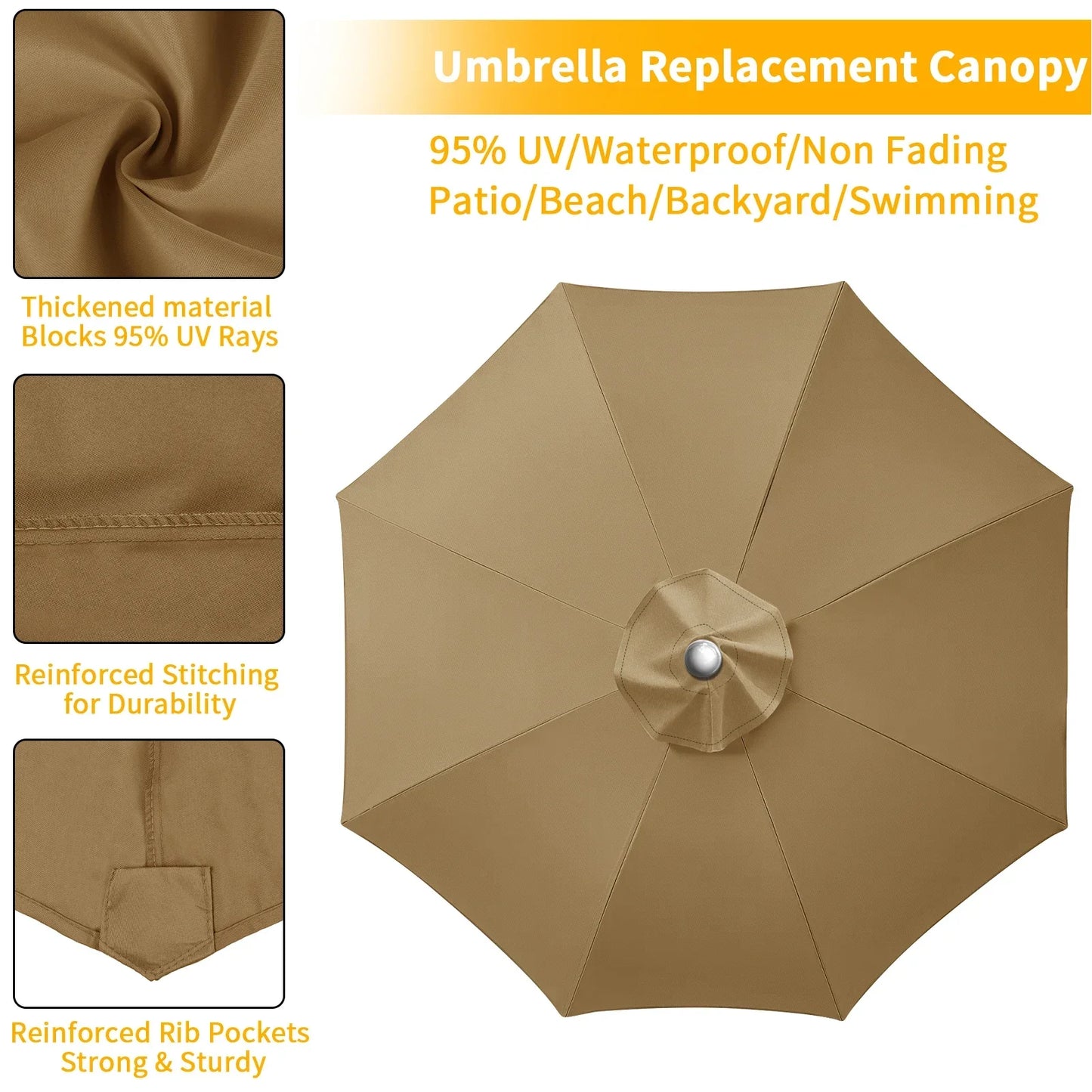 Parasol Replacement Cover – 6 or 8 Ribs (6 colours available)