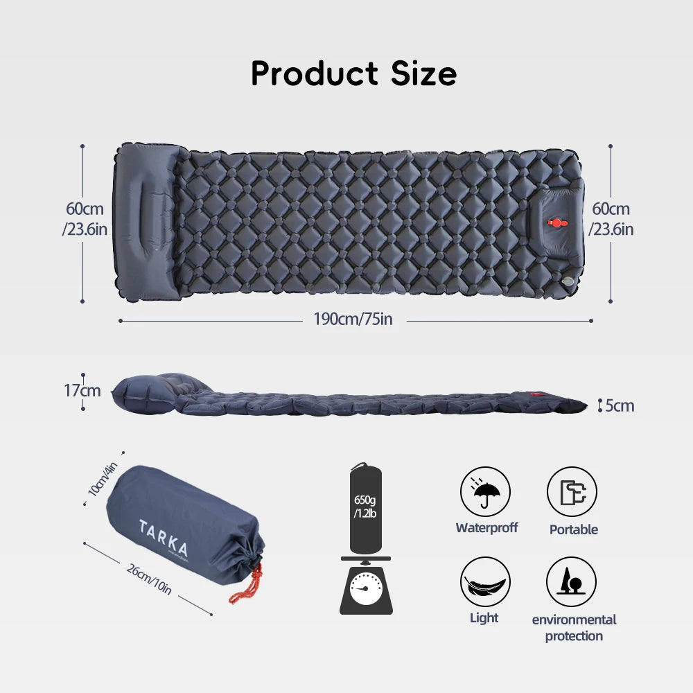 Inflatable Camping Mat with Pillow – Self-Inflating Mattress