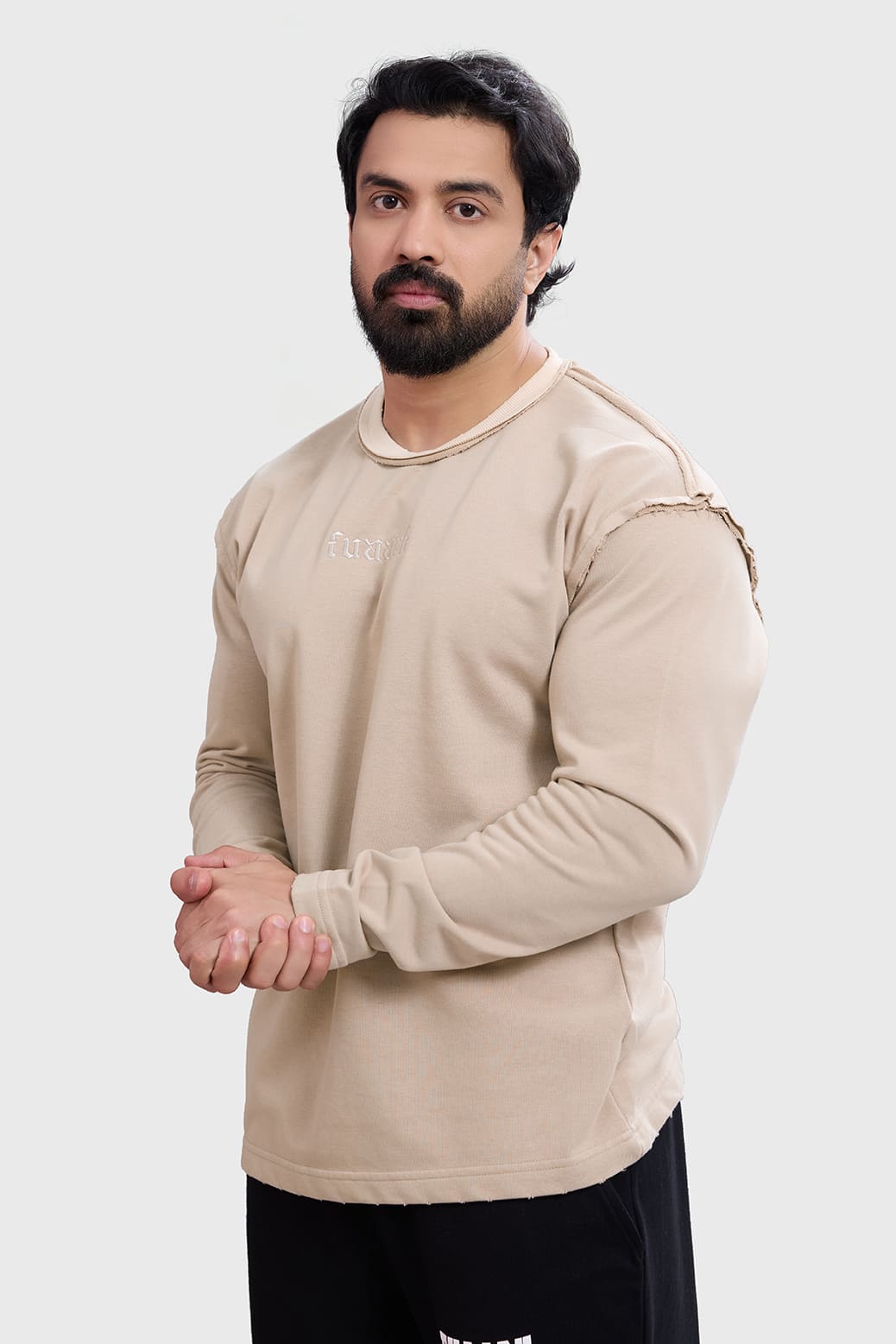 Shell Raw Sweatshirt Beige
