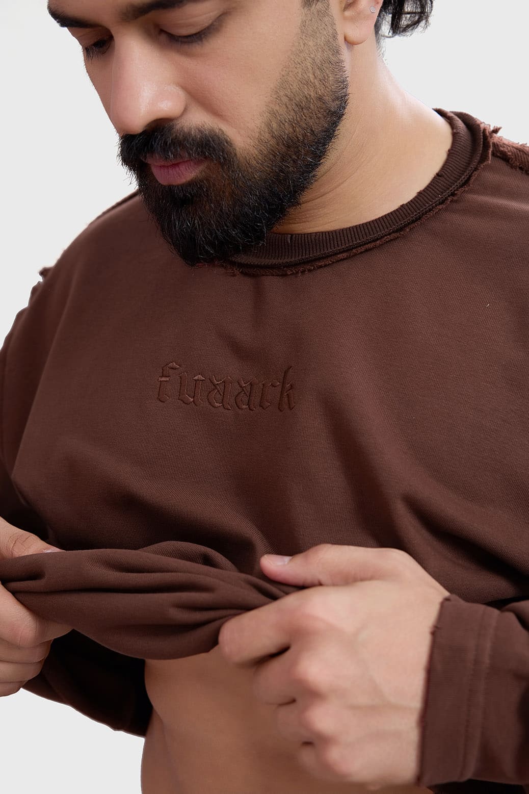 Shell Raw Sweatshirt Brown