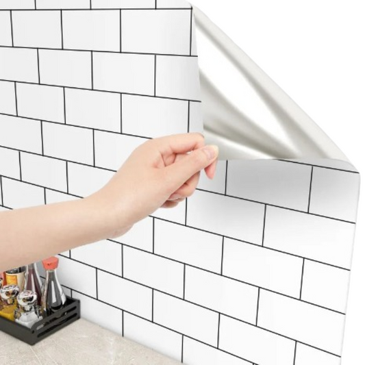 White Brick Waterproof Kitchen Cabinet Wallpaper – 40cm (5 different volumes available)