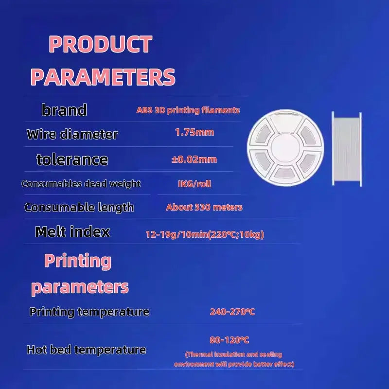 ABS 3D Printer Filament 1.75mm (1kg) (available in different colours) - SS