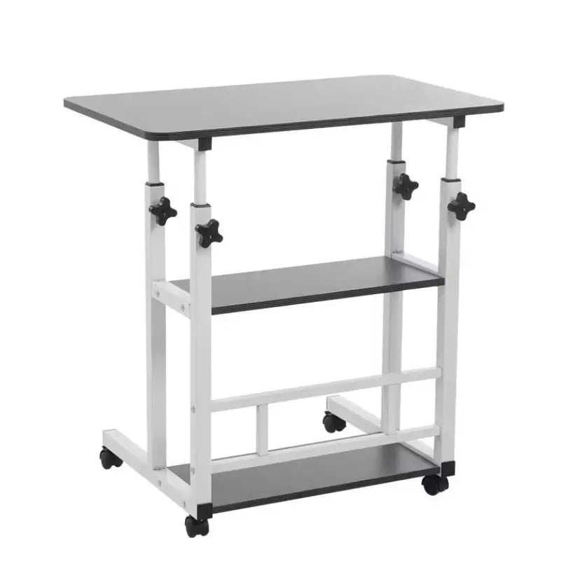 Adjustable Folding Desk with Storage Shelf & Wheels (Black & White) - Black & White - SS