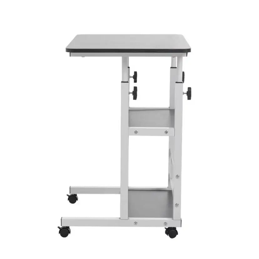 Adjustable Folding Desk with Storage Shelf & Wheels (Black & White) - Black & White - SS