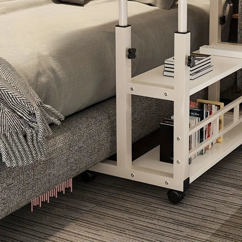 Adjustable Folding Desk with Storage Shelf & Wheels - SS