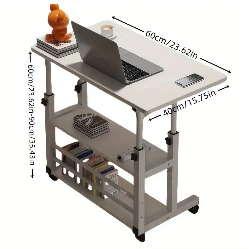 Adjustable Folding Desk with Storage Shelf & Wheels - SS