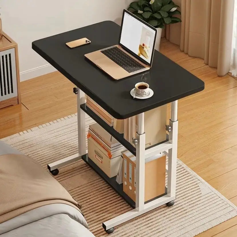 Adjustable Folding Desk with Storage Shelf & Wheels - SS