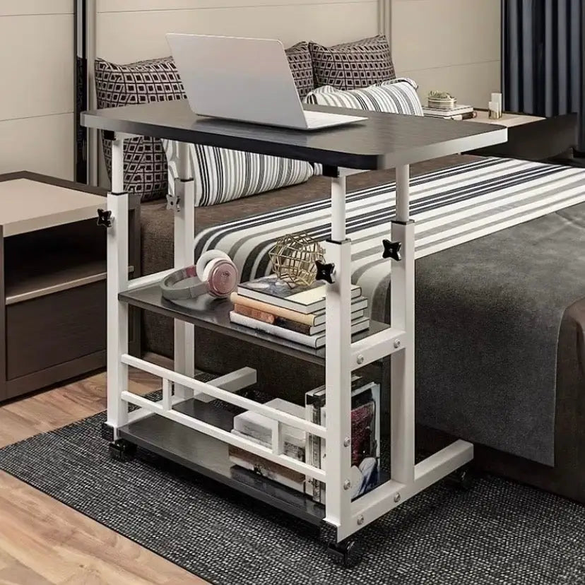 Adjustable Folding Desk with Storage Shelf & Wheels - SS