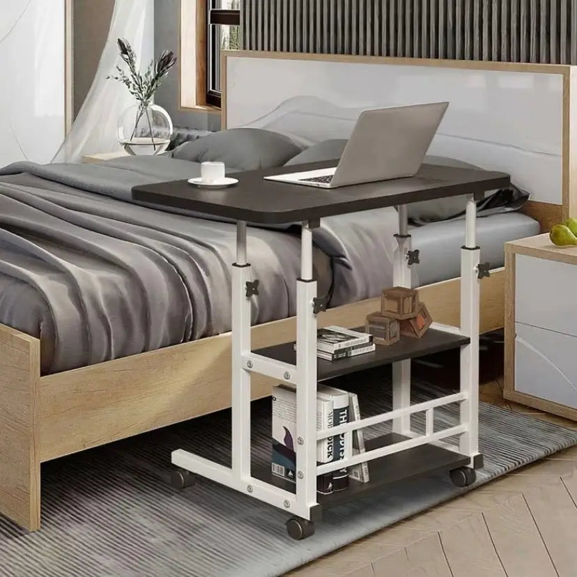 Adjustable Folding Desk with Storage Shelf & Wheels - SS