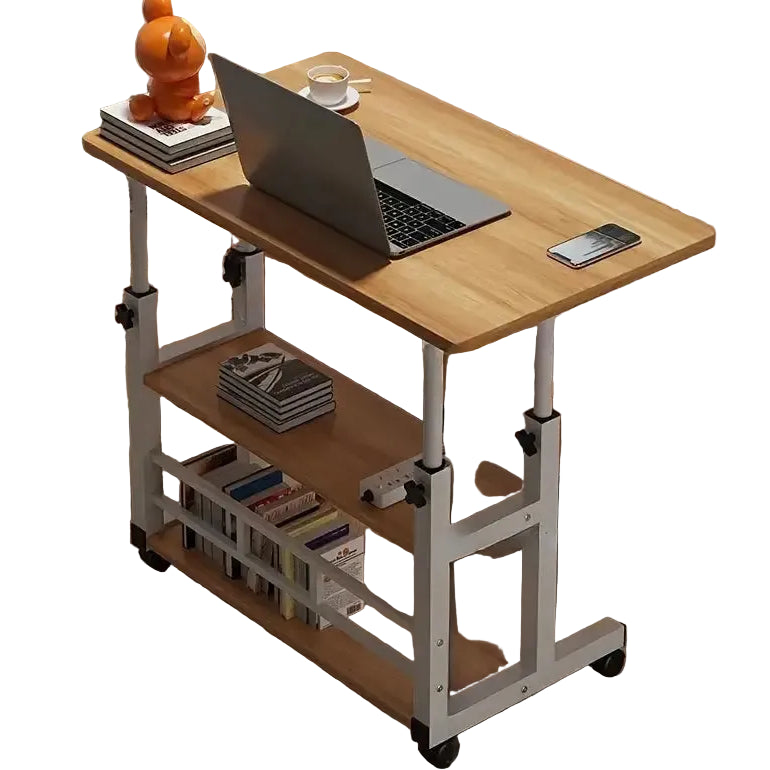 Adjustable Folding Desk with Storage Shelf & Wheels - Yellow - SS