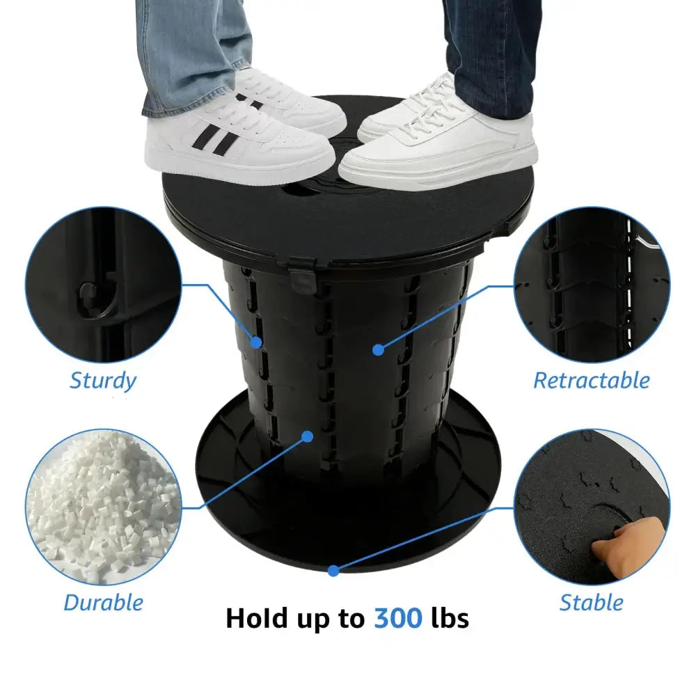 Adjustable Folding Portable Camping Toilet - Black / Portable Toilet - SS
