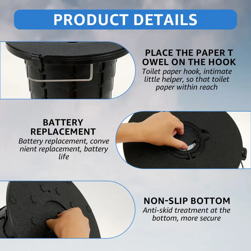 Adjustable Folding Portable Camping Toilet - Black / Portable Toilet - SS