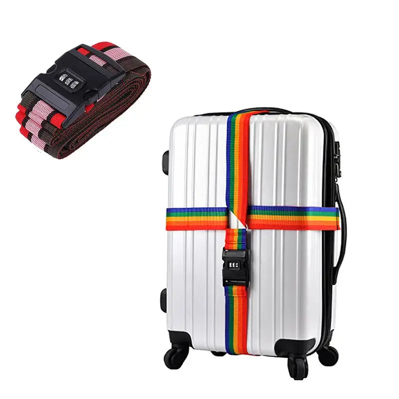 Adjustable Locking Luggage Strap with Buckle (different colours available) - Tricolor / Luggage Strap - SS