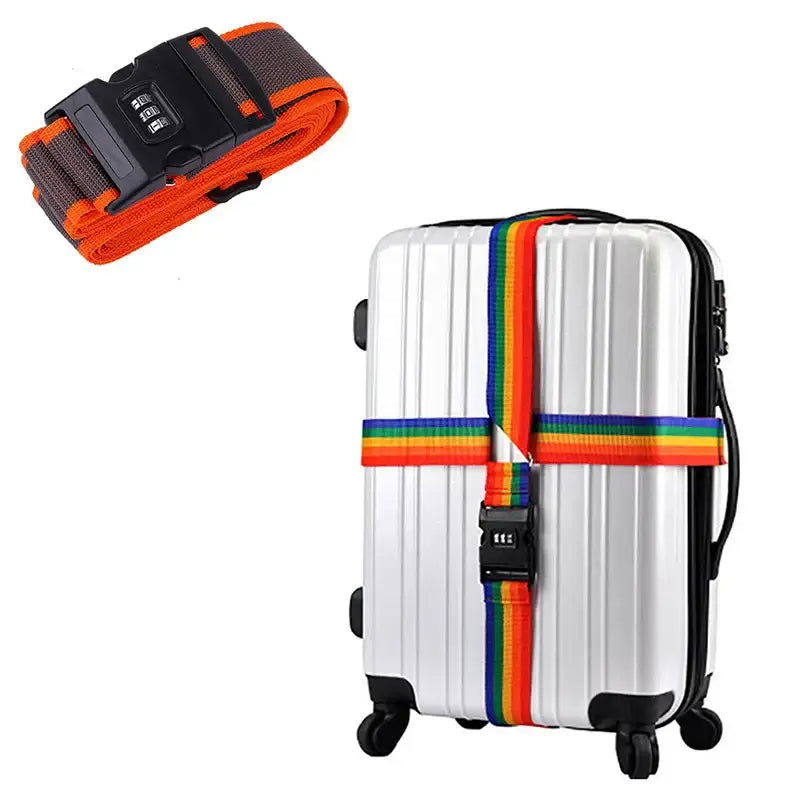 Adjustable Locking Luggage Strap with Buckle (different colours available) - Gray Orange / Luggage Strap - SS