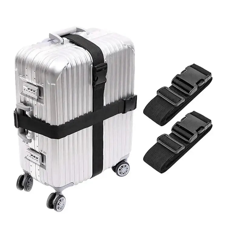 Adjustable Luggage Straps (Pack of 2 with 7 colours available) - Black - SS