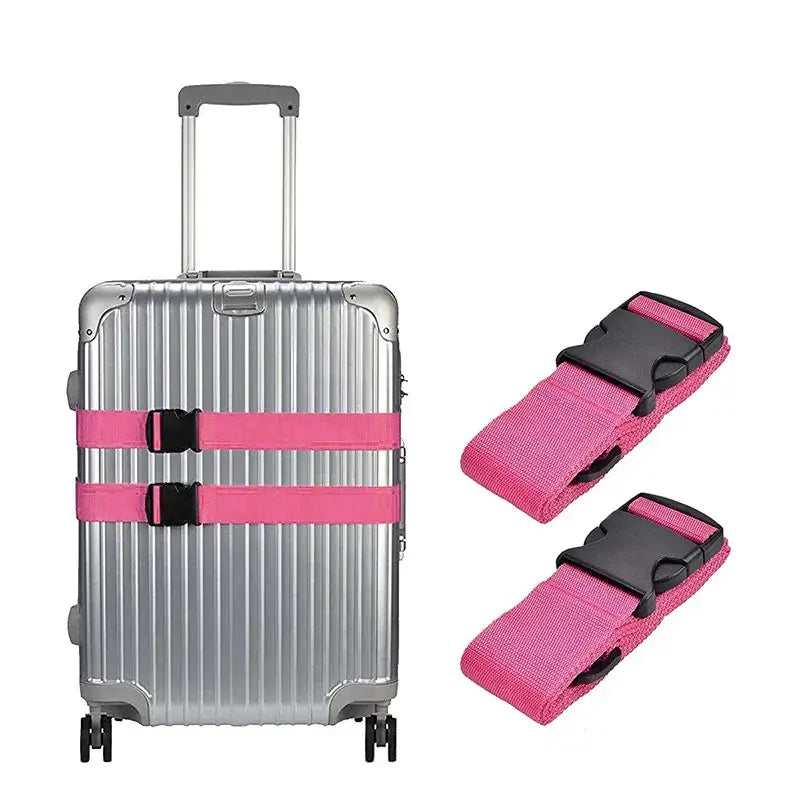 Adjustable Luggage Straps (Pack of 2 with 7 colours available) - Pink - SS