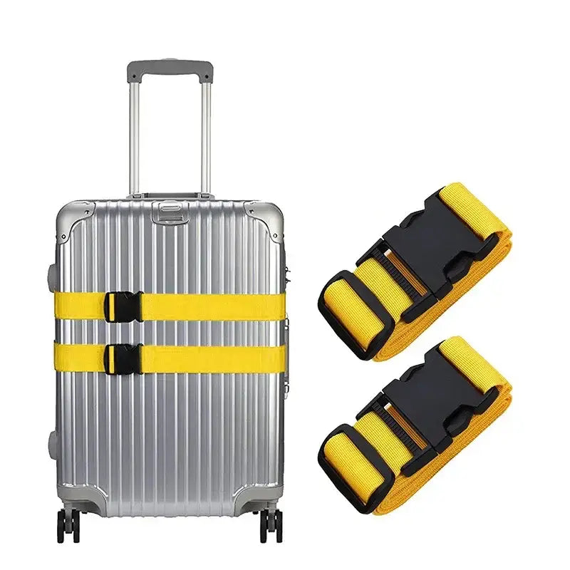 Adjustable Luggage Straps (Pack of 2 with 7 colours available) - Yellow - SS