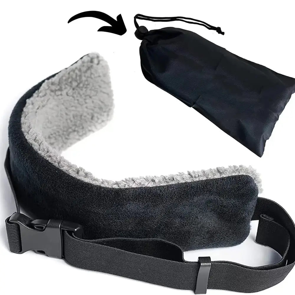 Adjustable Travel Head Support Belt - Black / Headrest Pillow - SS