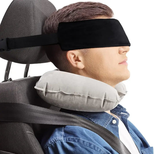Adjustable Travel Head Support Belt - Black / Headrest Pillow - SS