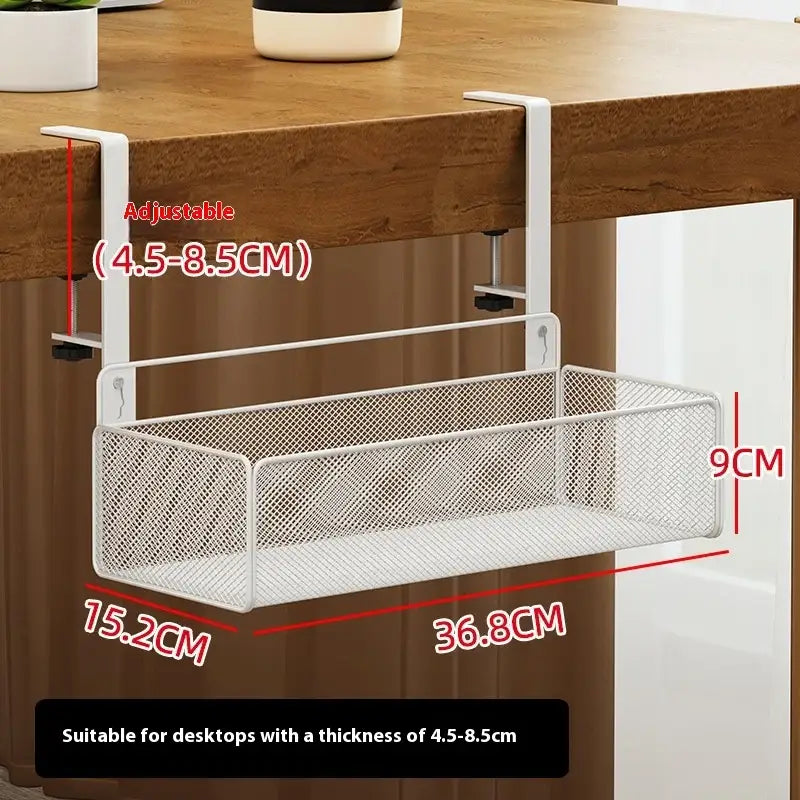 Adjustable Under-Desk Cable Management Tray with Clamp Mount for Professional and Home Environments - White (Large
