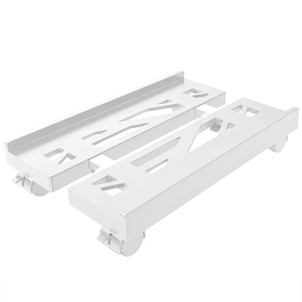 Adjustable Ventilated CPU Stand with Caster Wheels - Ideal Under Desk Holder for Most PC Towers - White