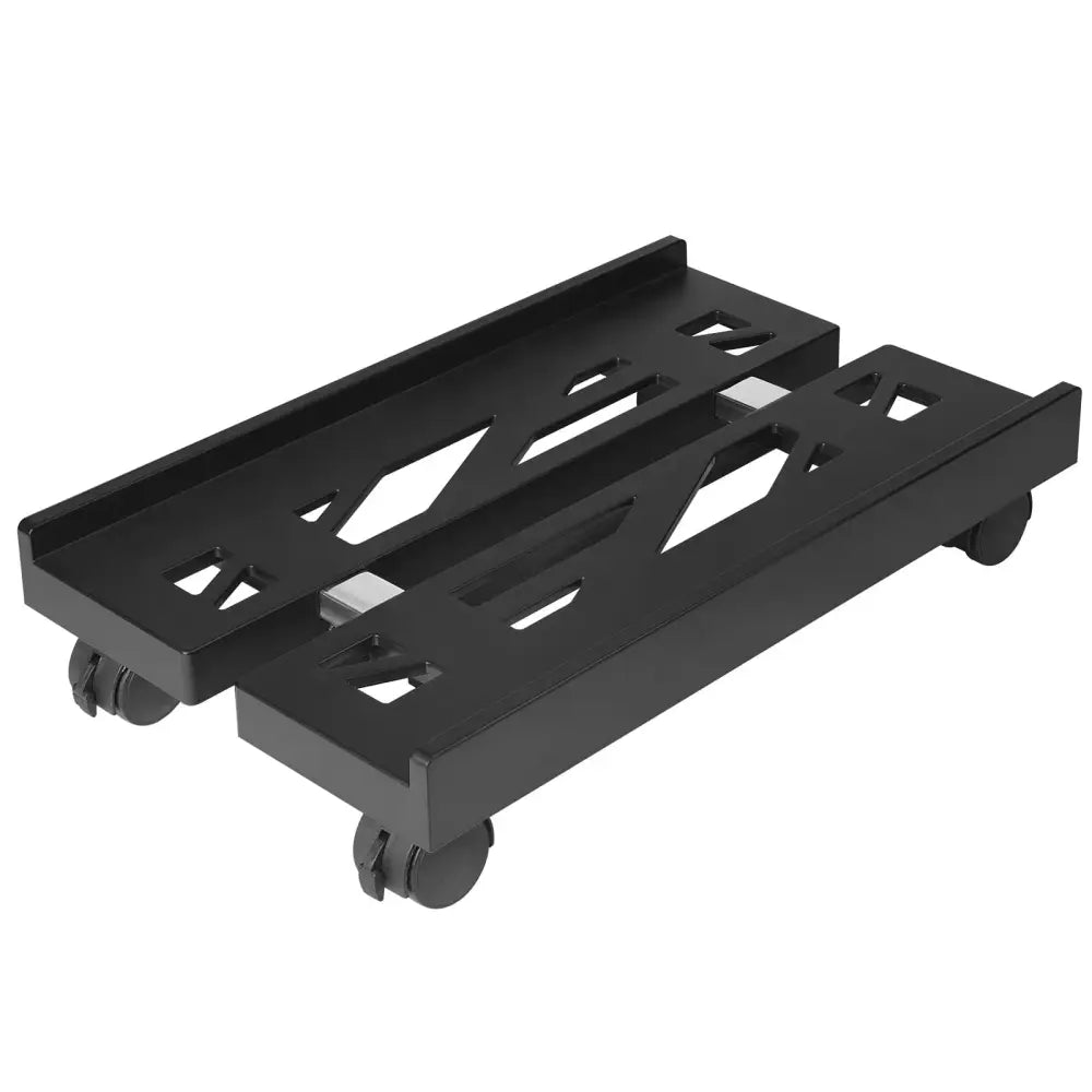 Adjustable Ventilated CPU Stand with Caster Wheels - Ideal Under Desk Holder for Most PC Towers - Black