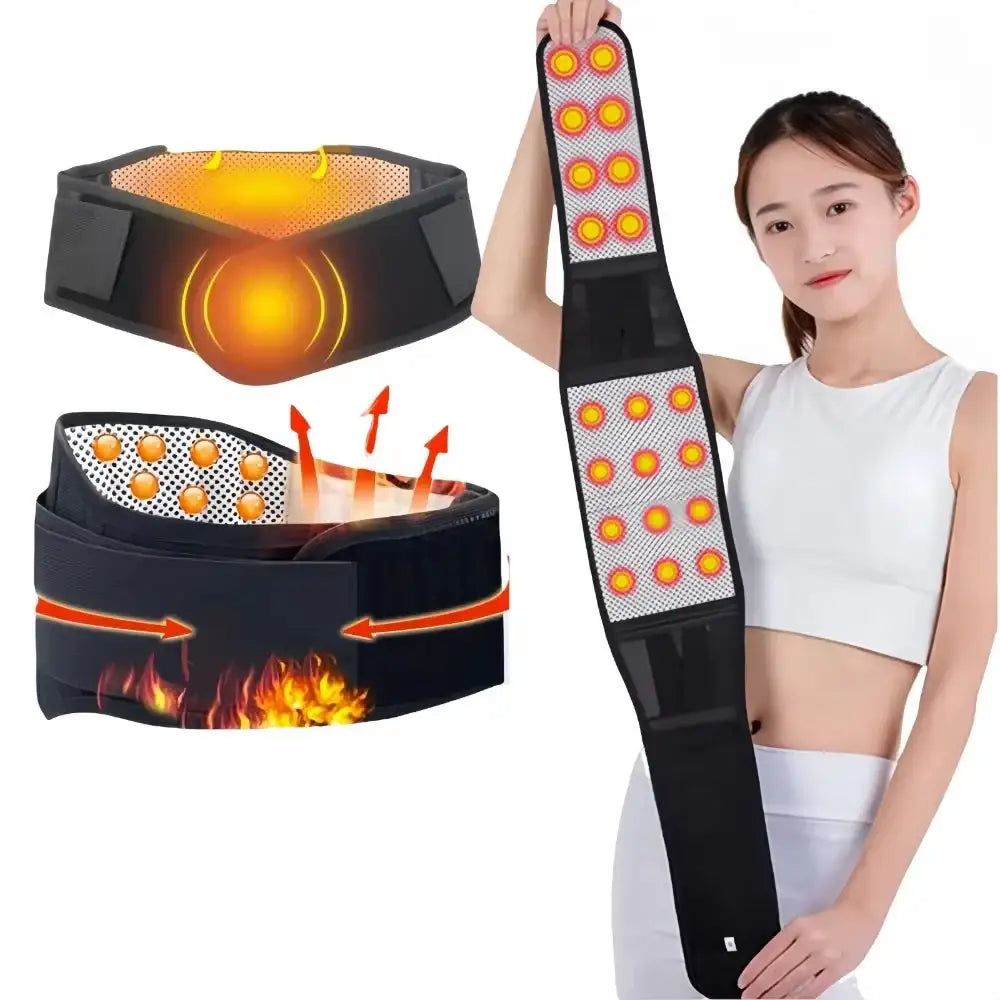 Adjustable Waist Tourmaline Self-Heating Magnetic Therapy Belt - Black / Waist Belt - HBC