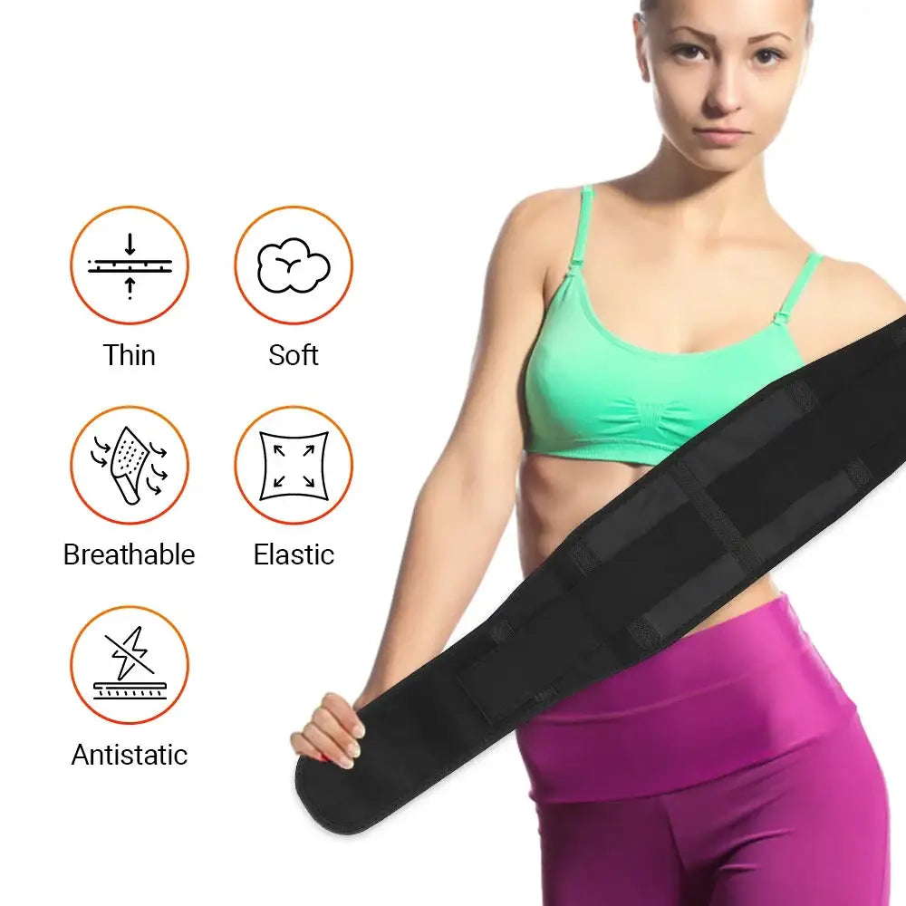 Adjustable Waist Tourmaline Self-Heating Magnetic Therapy Belt - Black / Waist Belt - HBC