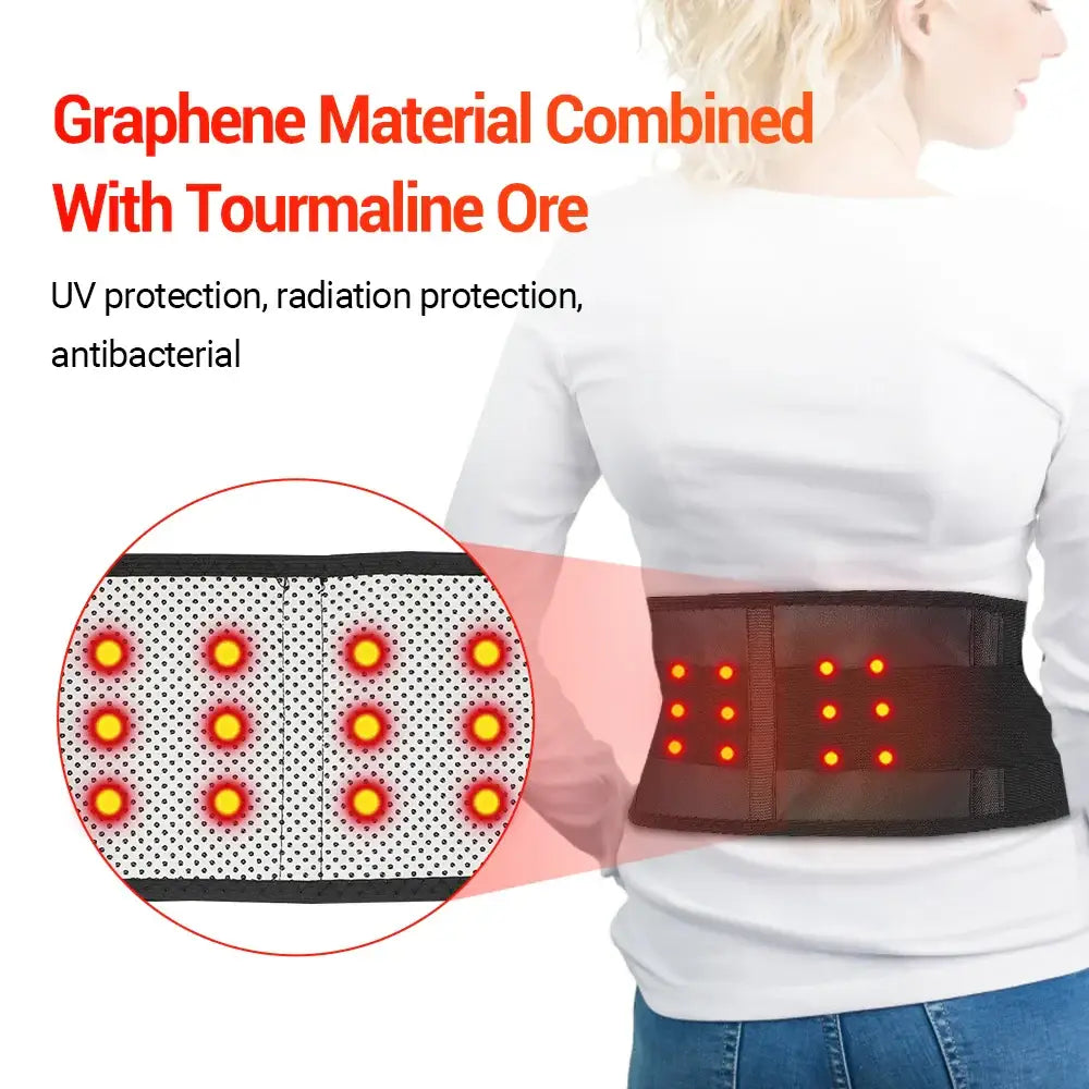 Adjustable Waist Tourmaline Self-Heating Magnetic Therapy Belt - Black / Waist Belt - HBC