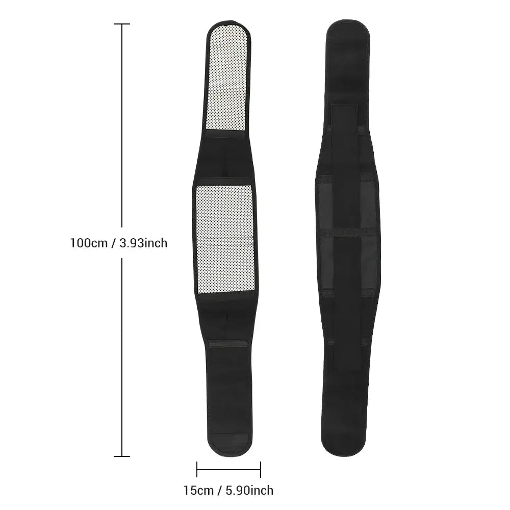 Adjustable Waist Tourmaline Self-Heating Magnetic Therapy Belt - Black / Waist Belt - HBC