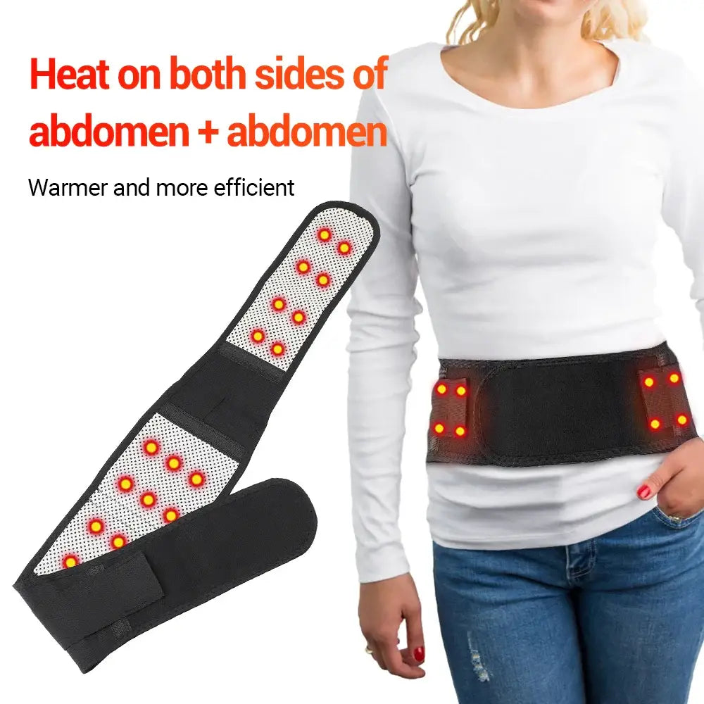 Adjustable Waist Tourmaline Self-Heating Magnetic Therapy Belt - Black / Waist Belt - HBC