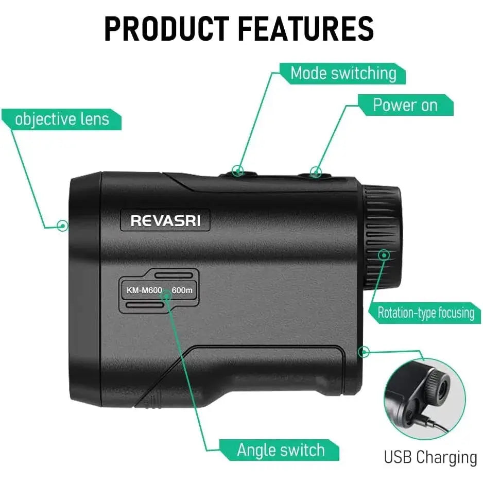 Advanced 600M Golf Laser Rangefinder with Slope Compensation and Flagpole Lock - USB Rechargeable Precision Tool
